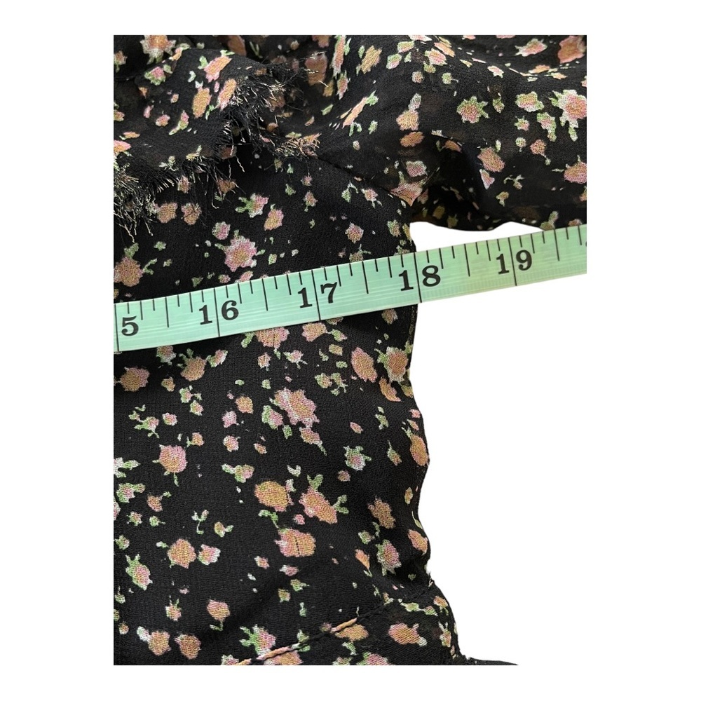 All Saints $198 Diedre Floral Ruffle Tie Semi Sheer Long Tunic Top Size Small - Picture 10 of 10